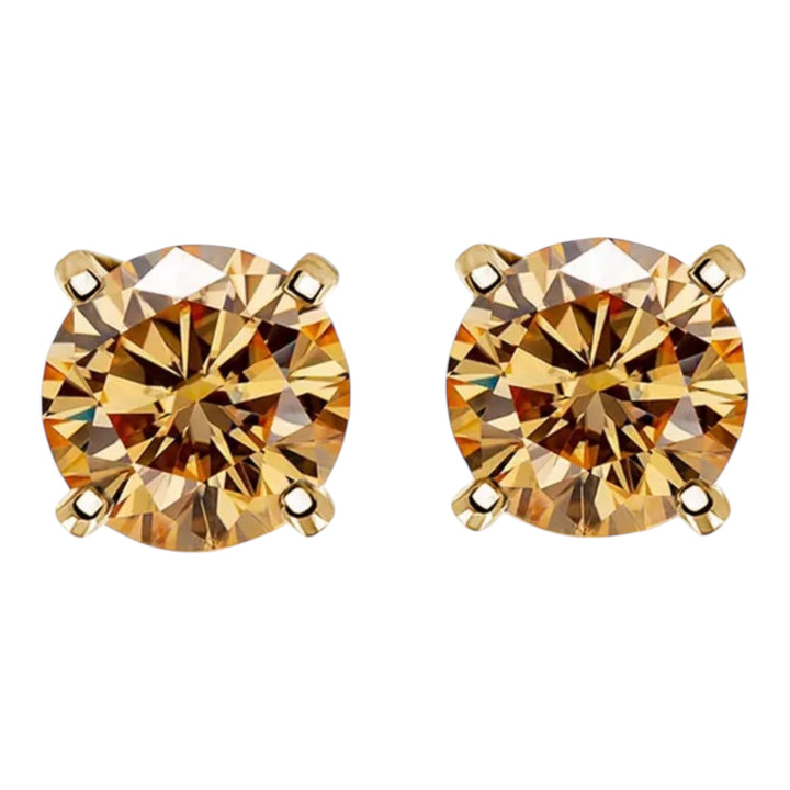 VVS1 Flawless Champagne Moissanite Stud Earring