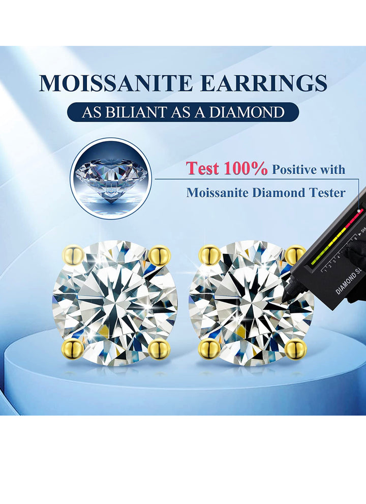 VVS1 Flawless Moissanite Stud Gold Earring