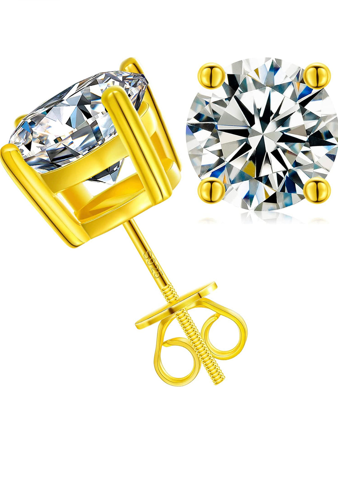 VVS1 Flawless Moissanite Stud Gold Earring